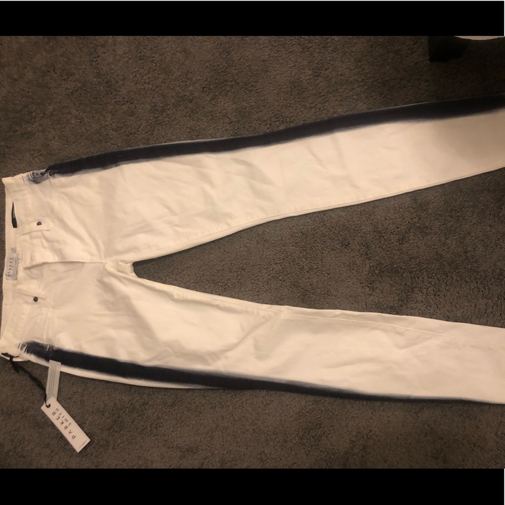 Parker Smith white jeans with black stripes